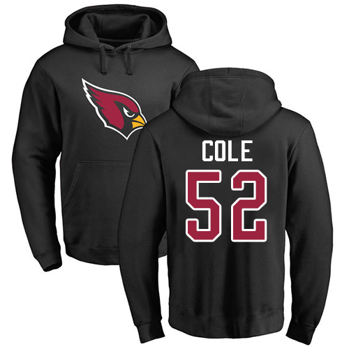 Arizona Cardinals Men Black Mason Cole Name And Number Logo NFL Football #52 Pullover Hoodie Sweatshirts